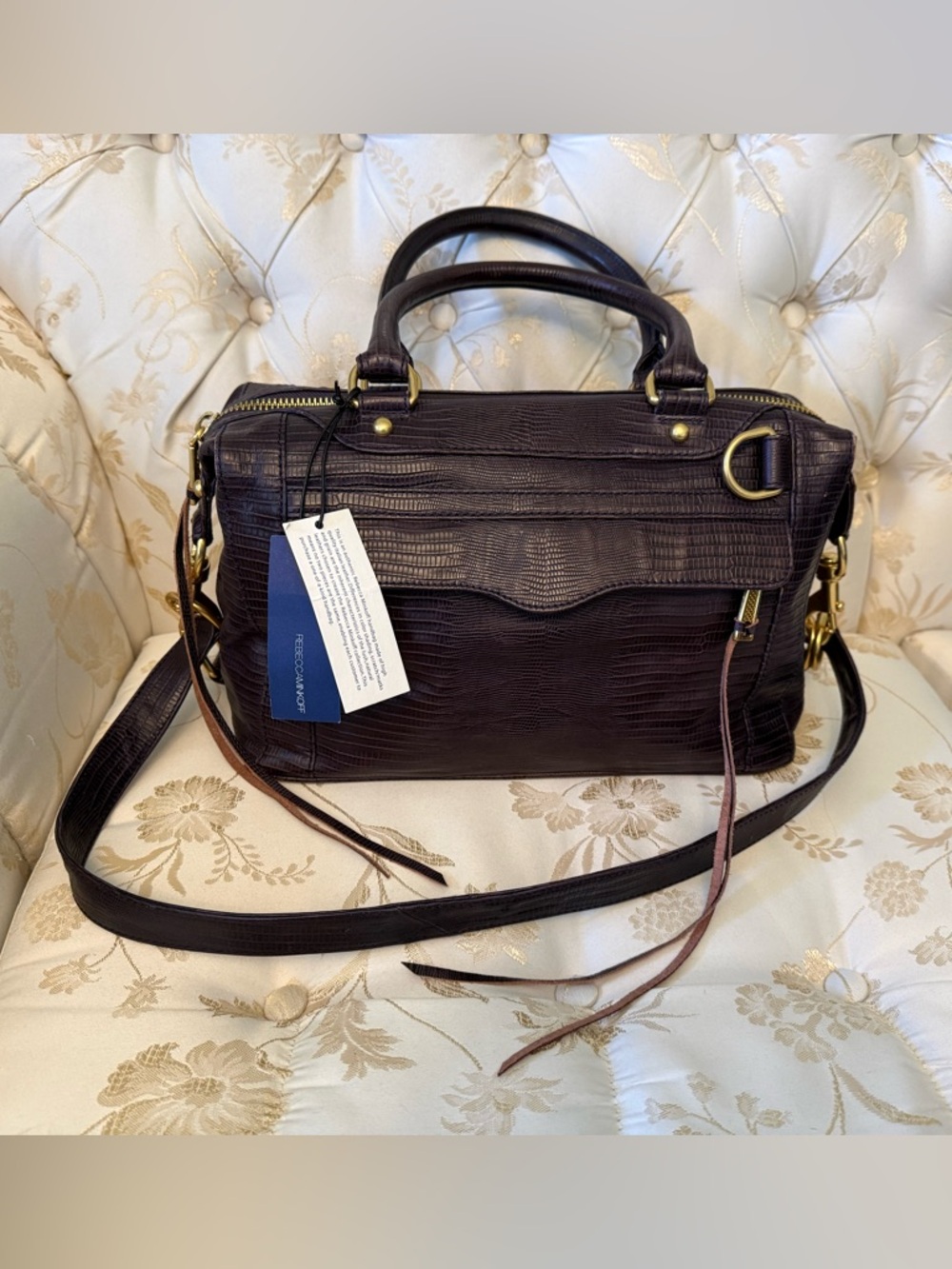 Rebecca Minkoff M.A.B Mini Leather Satchel with Rustic Gold Hardware NWT!